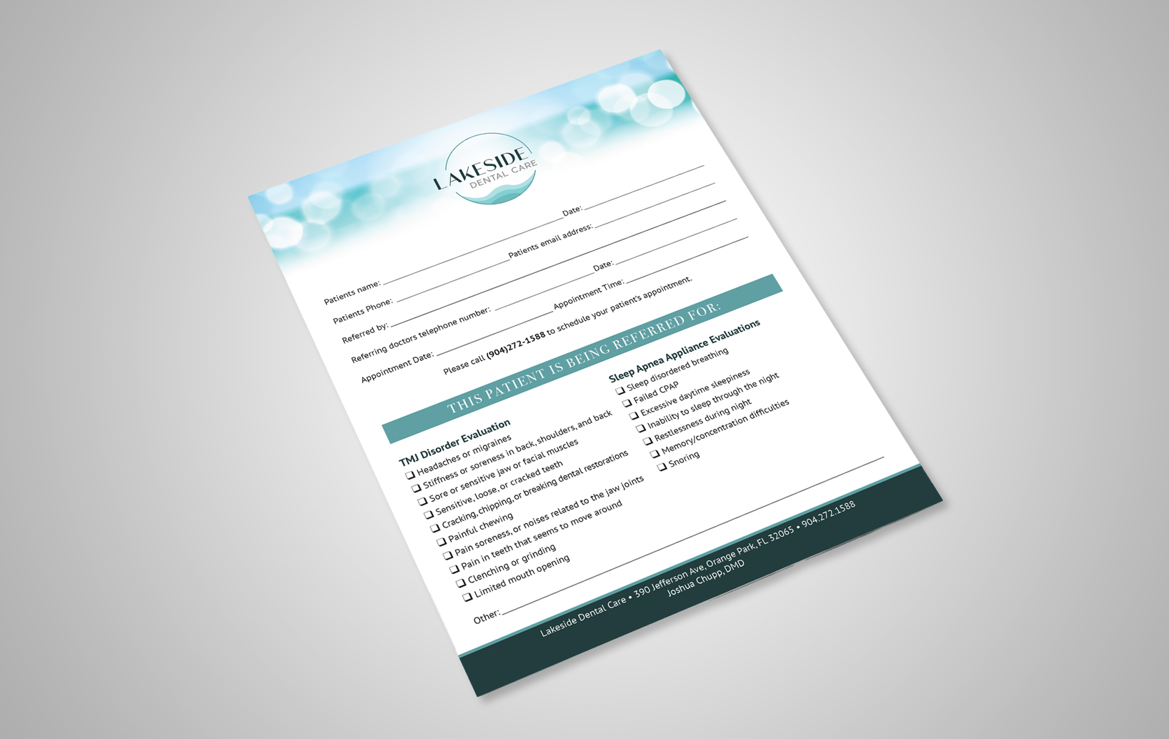 image of dentist referral pad